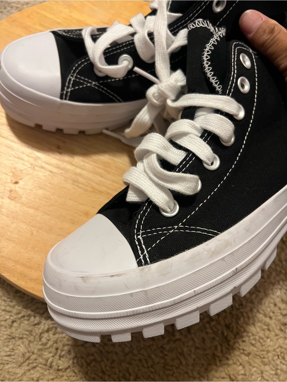 No Boundaries Black and White Platform Canvas Sneakers